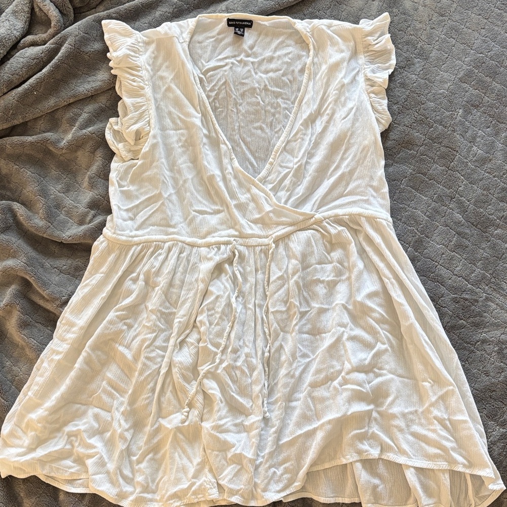 White Ruffled Wrap Swim Coverup